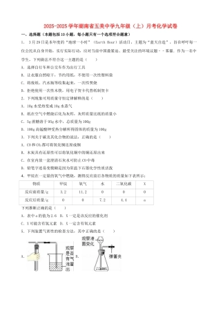 九年级化学上学期10月月考试卷含解析