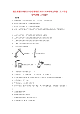 九年级化学上学期10月联考试卷含解析-新人教版