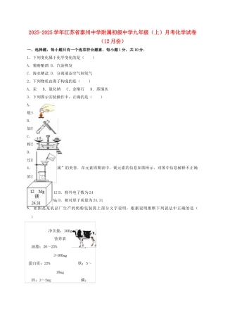 九年级化学上学期12月月考试卷含解析-新人教版3