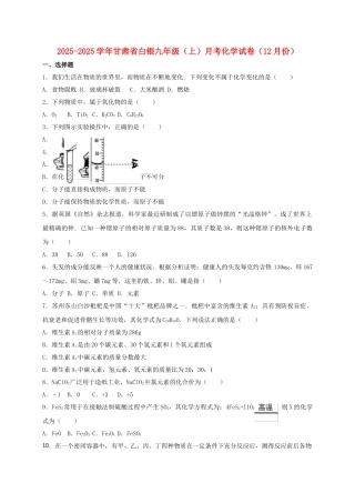 九年级化学上学期12月月考试卷含解析-新人教版7