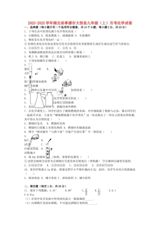 九年级化学上学期8月月考试卷含解析-新人教版