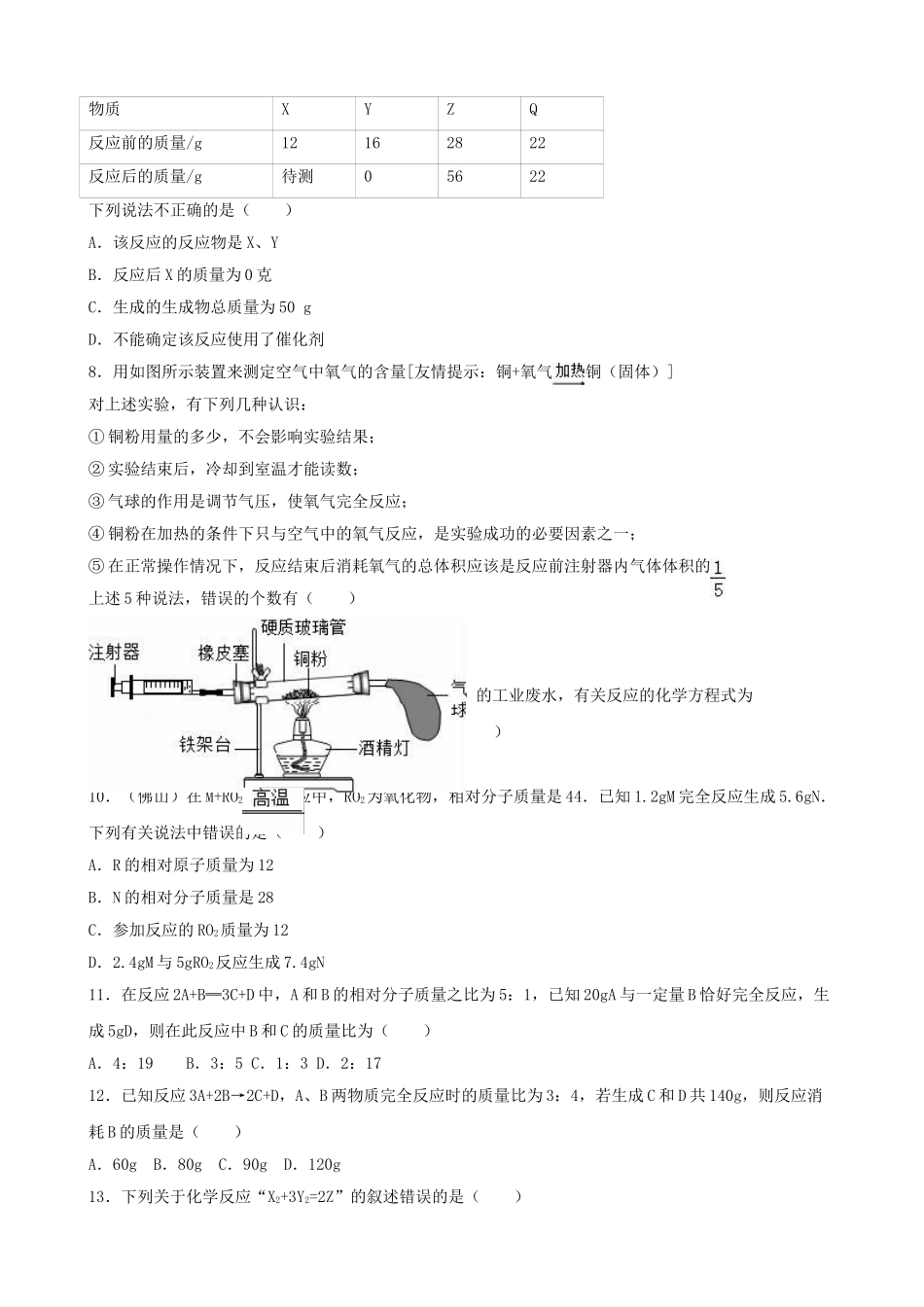 九年级化学上学期周练试卷含解析-新人教版_第2页