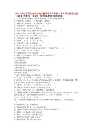 九年级化学上学期月考试卷2特训班含解析-新人教版