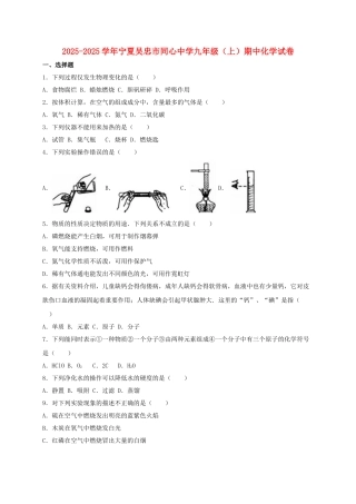 九年级化学上学期期中试卷含解析-新人教版3