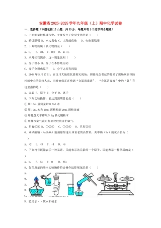 九年级化学上学期期中试卷含解析-新人教版4