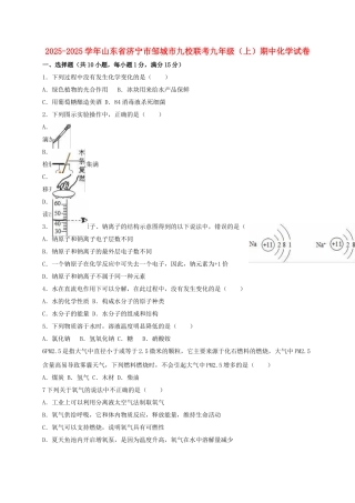 九年级化学上学期期中试卷含解析-新人教版8