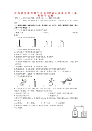 九年级化学上学期期中试题-新人教版13