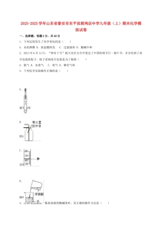 九年级化学上学期期末模拟试卷含解析-新人教版