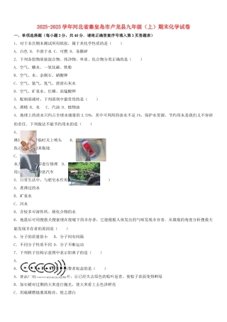 九年级化学上学期期末试卷含解析-新人教版19