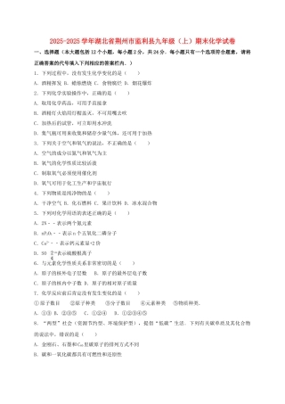 九年级化学上学期期末试卷含解析-新人教版24