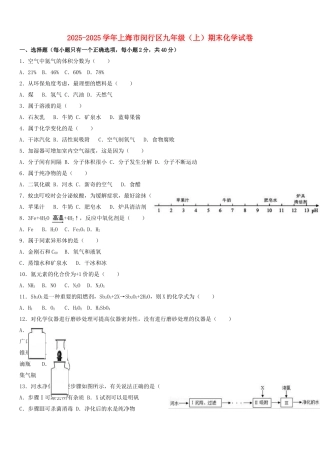 九年级化学上学期期末试卷含解析-沪教版4