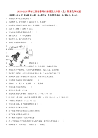 九年级化学上学期期末试卷含解析-沪教版9