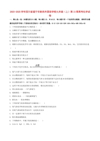 九年级化学上学期第13周周考试卷含解析-新人教版五四制