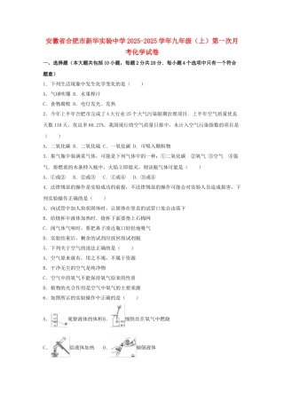九年级化学上学期第一次月考试卷含解析-新人教版10