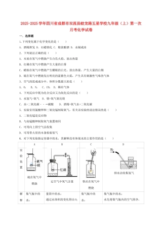 九年级化学上学期第一次月考试卷含解析-新人教版5