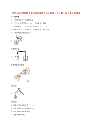 九年级化学上学期第一次月考试卷含解析-新人教版6