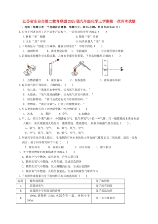 九年级化学上学期第一次月考试题1
