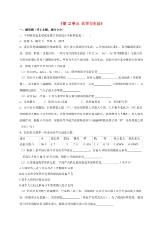 九年级化学下册-化学与生活单元综合测试卷含解析-新人教版