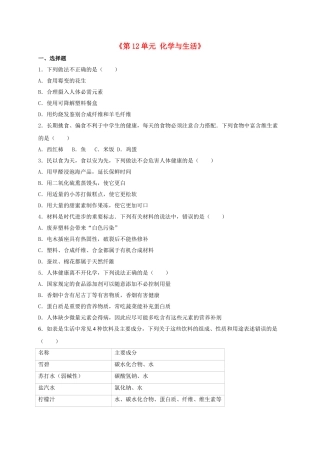 九年级化学下册-化学与生活单元综合测试卷含解析-新人教版1