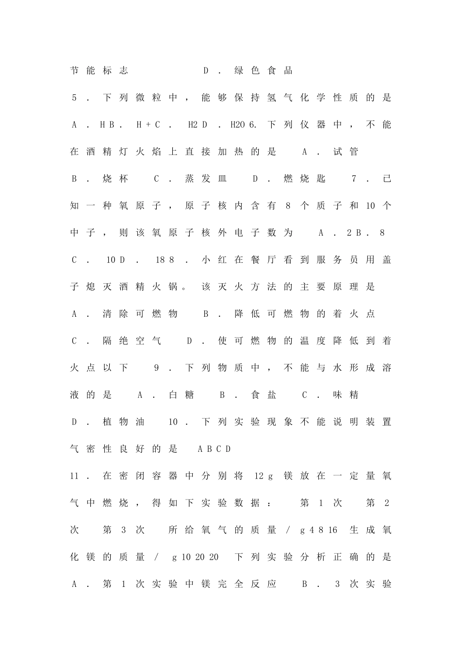 九年级化学下册月考检测试题_第2页