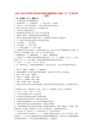 九年级化学下学期月考试卷-新人教版