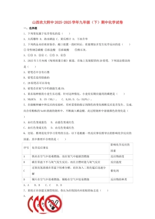 九年级化学下学期期中试卷含解析-新人教版4