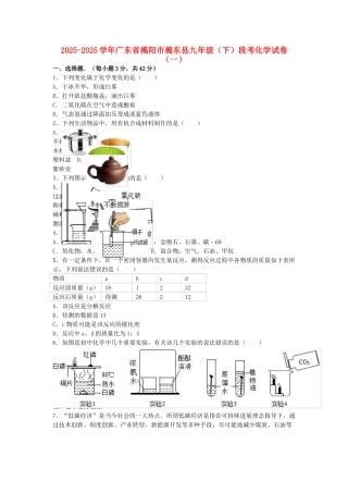九年级化学下学期段考试卷一含解析-新人教版
