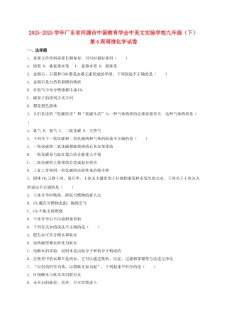 九年级化学下学期第4周周清试卷含解析