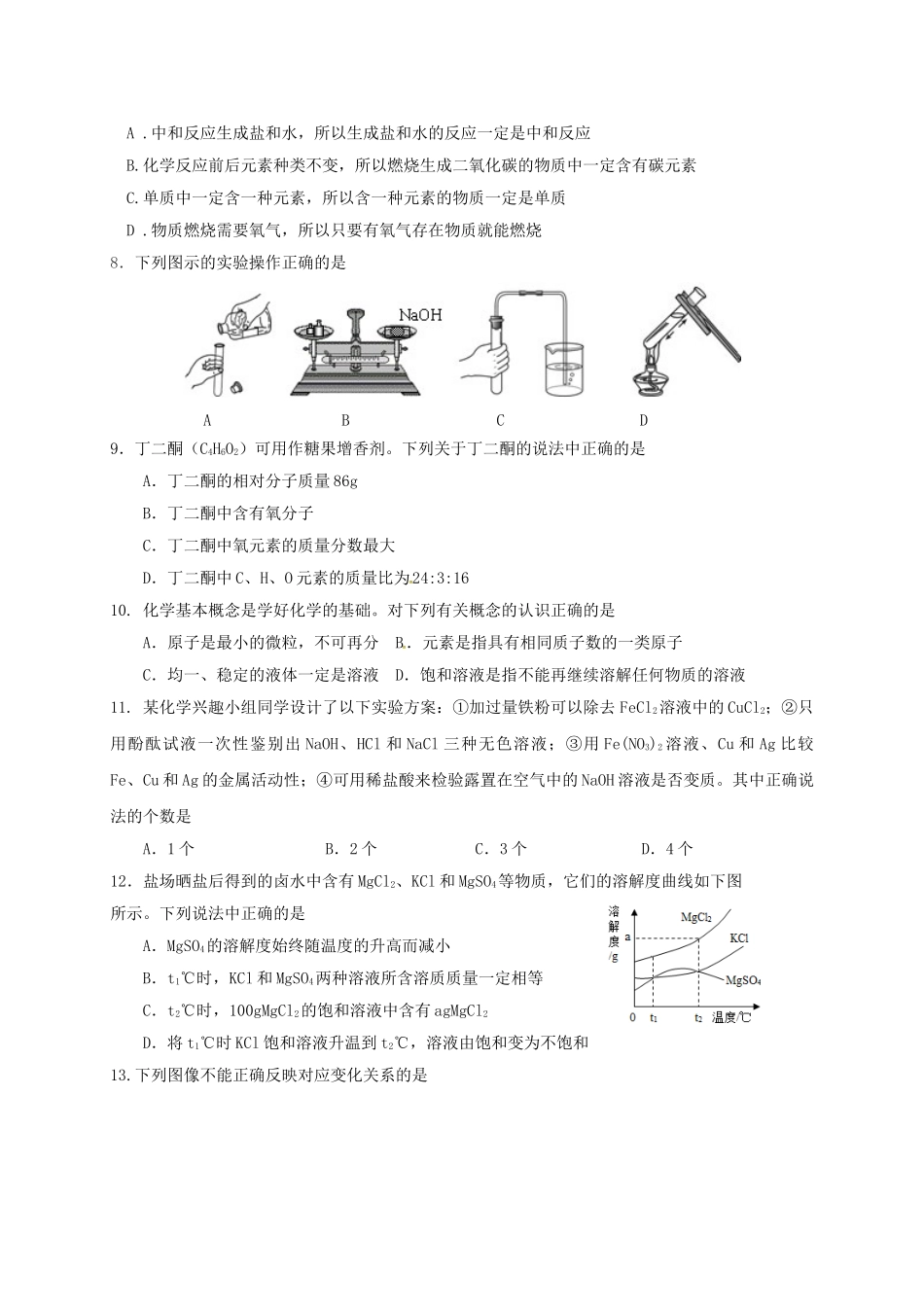 九年级化学下学期第一次模拟试题1_第2页