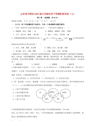 九年级化学下学期阶段考试七无答案