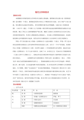 九年级历史下册--现代文学和美术学案-新人教版1