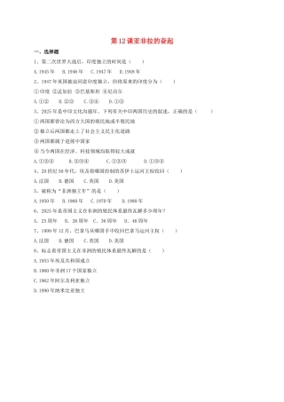 九年级历史下册-12-亚非拉的奋起同步测试-新人教版1