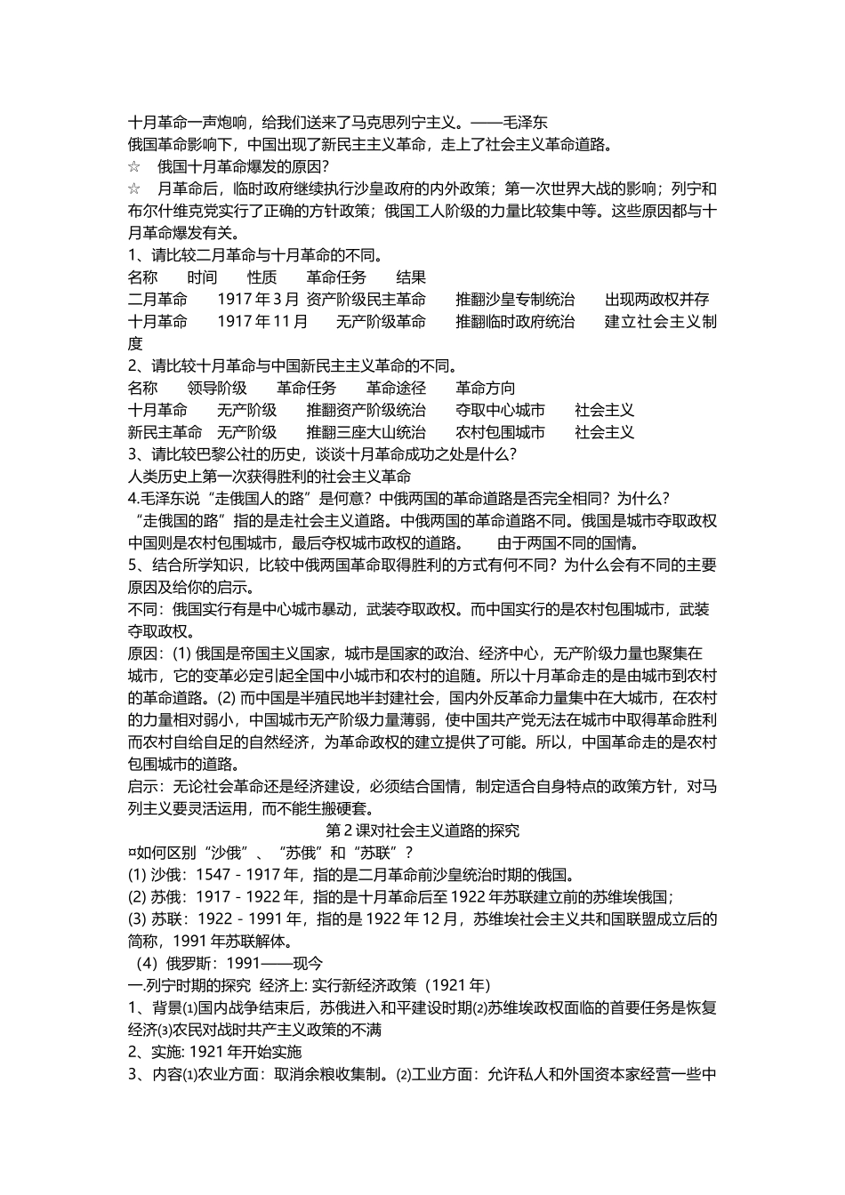 九年级历史下册复习提纲全_第2页