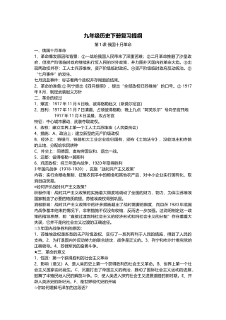 九年级历史下册复习提纲全