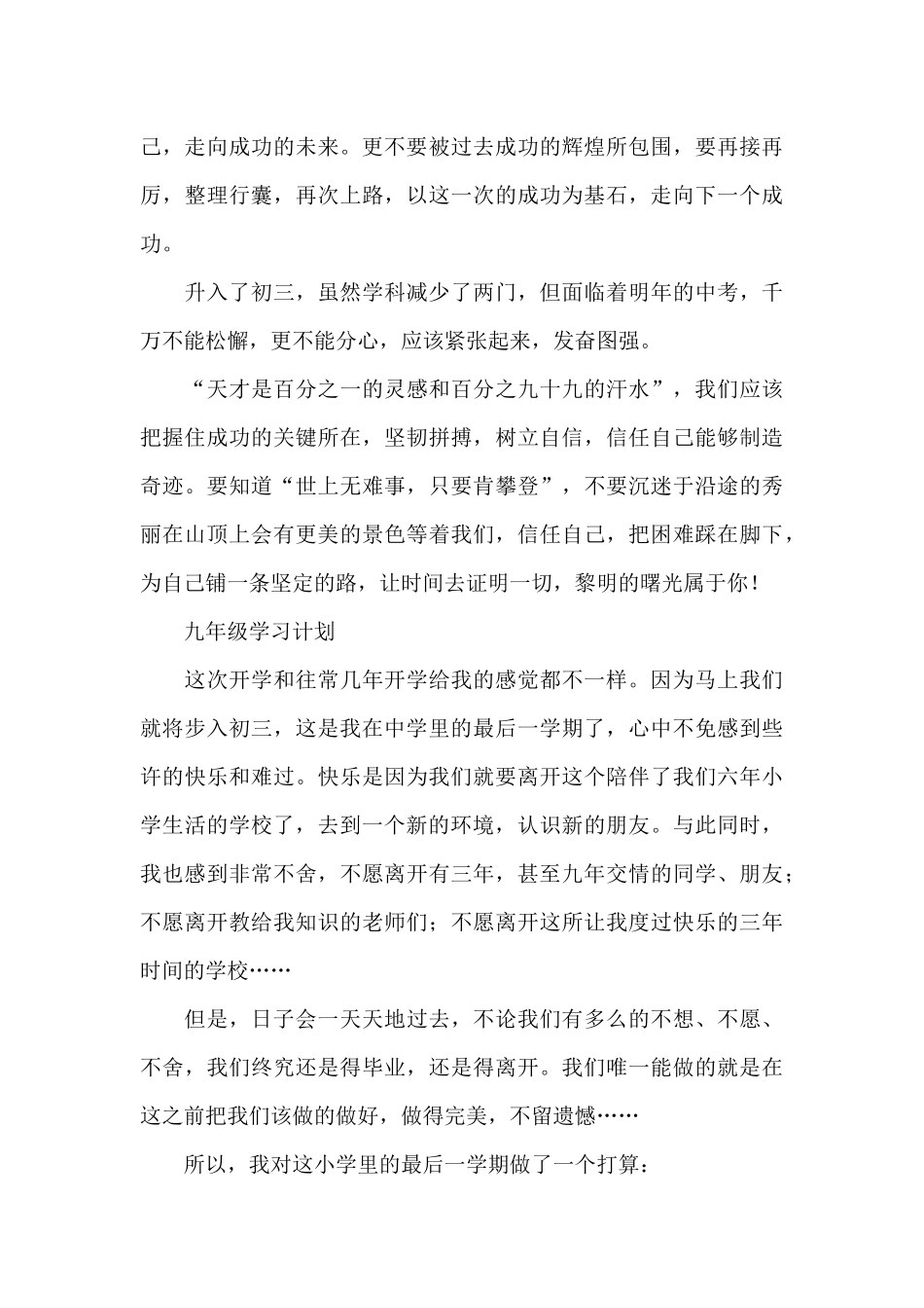九年级学习计划_第3页