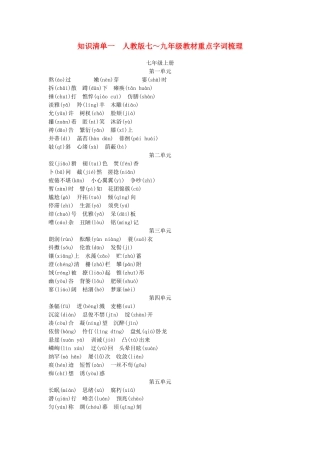 九年级教材重点字词梳理