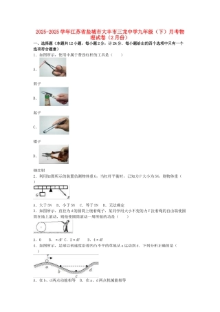 九年级物理下学期2月月考试卷-新人教版