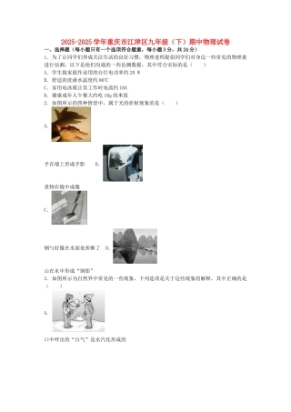 九年级物理下学期期中试卷-新人教版11