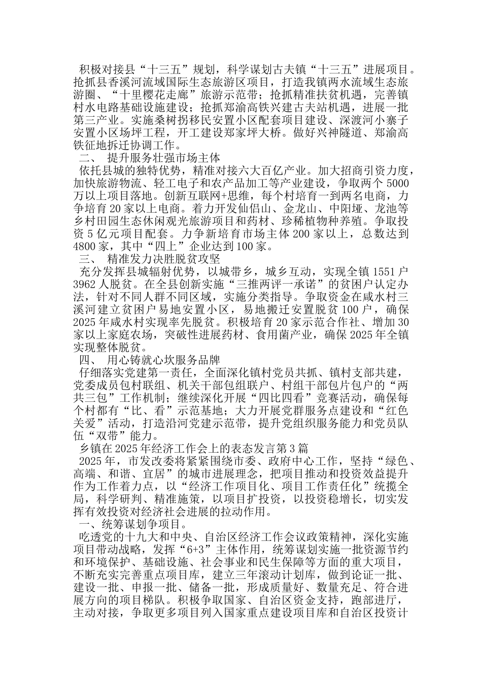 乡镇在2025年经济工作会上的表态发言_第2页