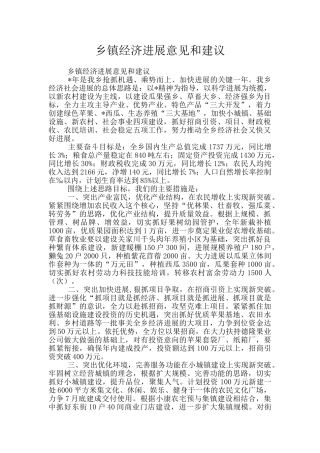乡镇经济发展意见和建议