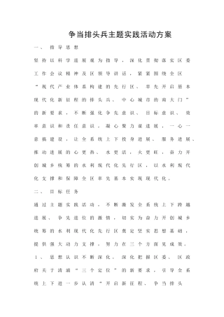 争当排头兵主题实践活动方案精品策划方案