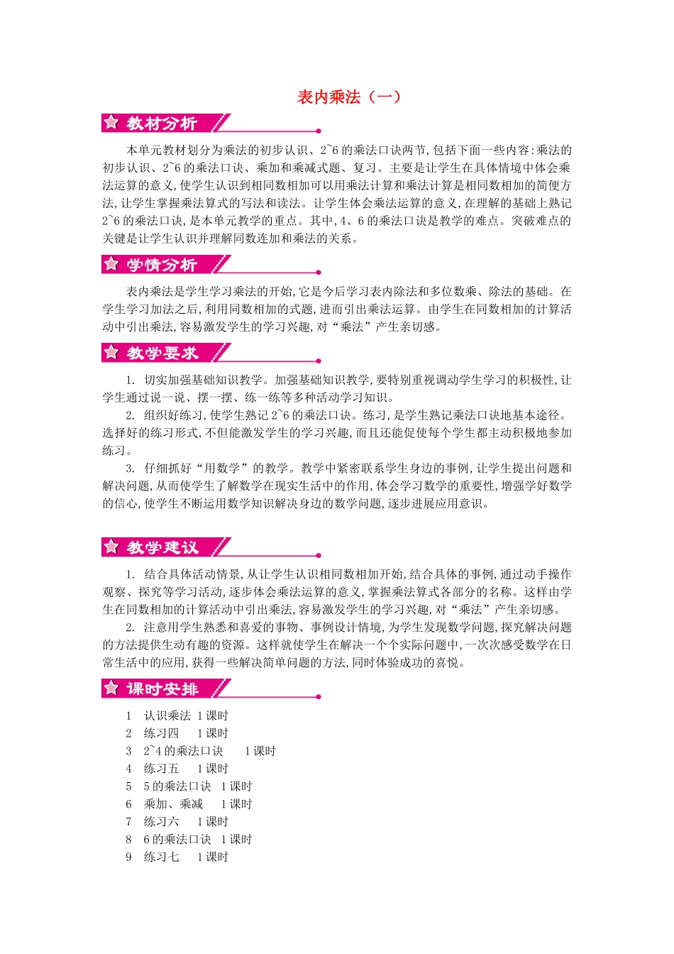 二年级数学上册-第三单元-表内乘法教学设计-苏教版1_第1页