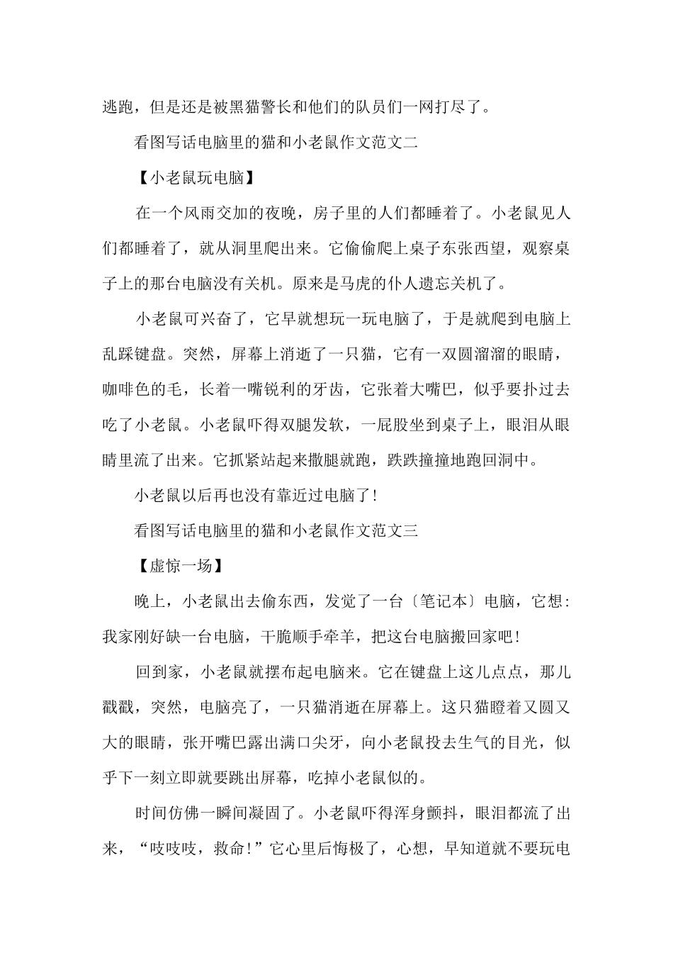 二年级看图写话电脑里的猫和小老鼠10篇_第2页