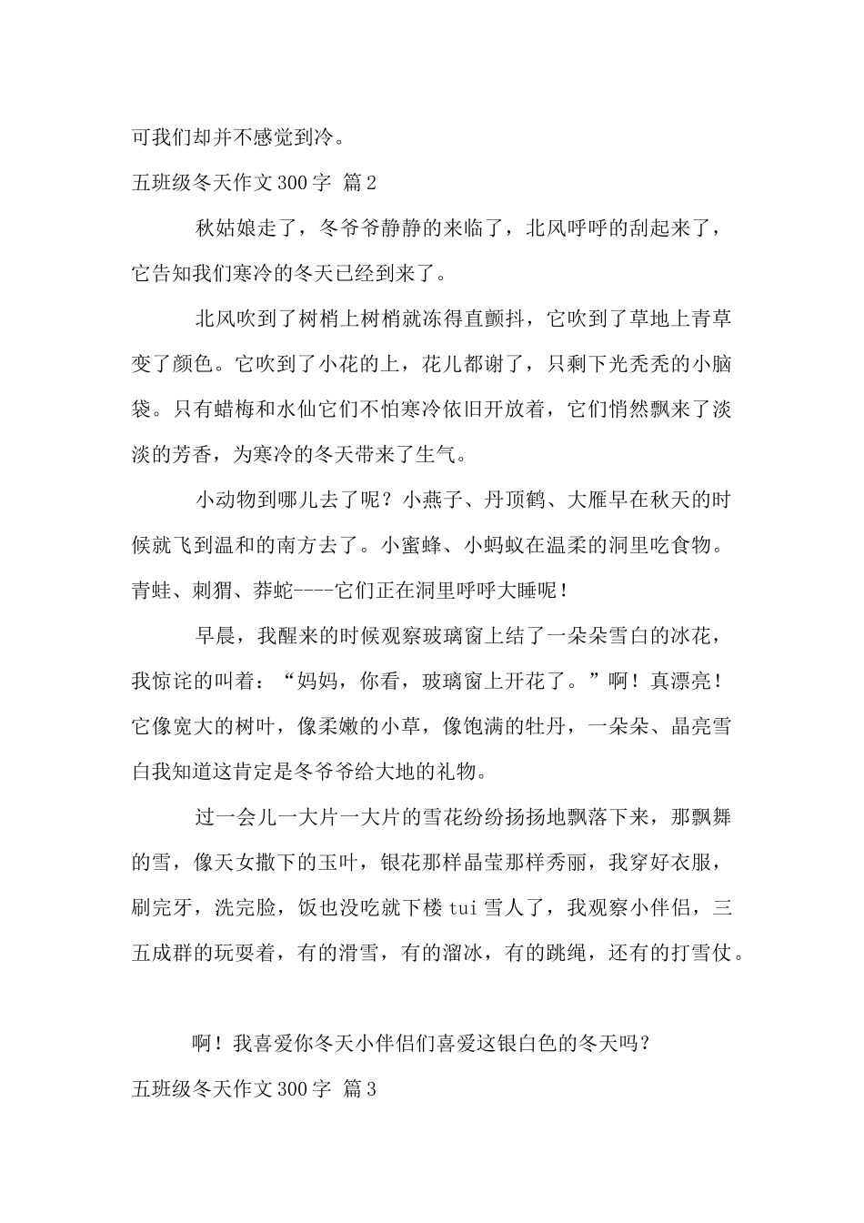 五年级冬天300字汇总6篇_第2页