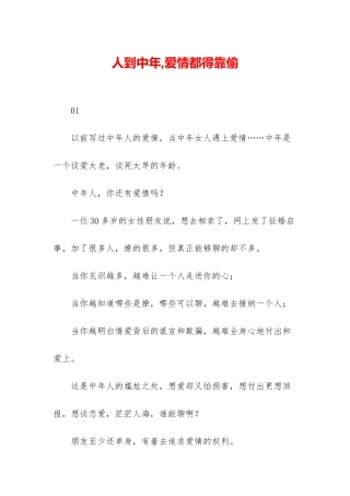 人到中年-爱情都得靠偷