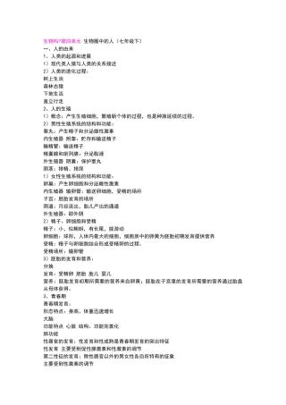 人教版-七年级下册生物期末复习资料