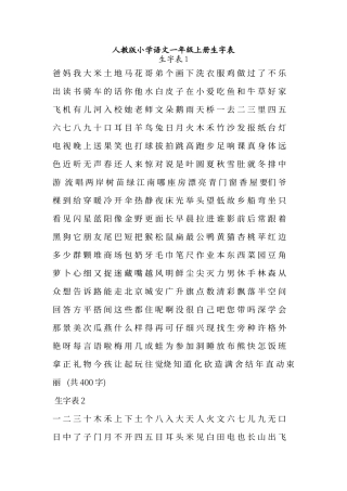 人教版小学语文一至六年级生字词语汇总