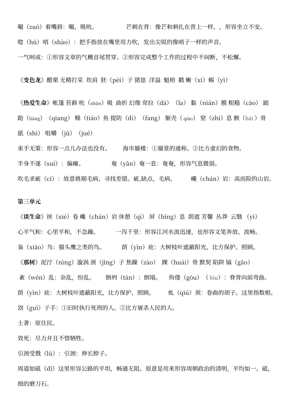 人教版语文九年级下册生字词_第2页