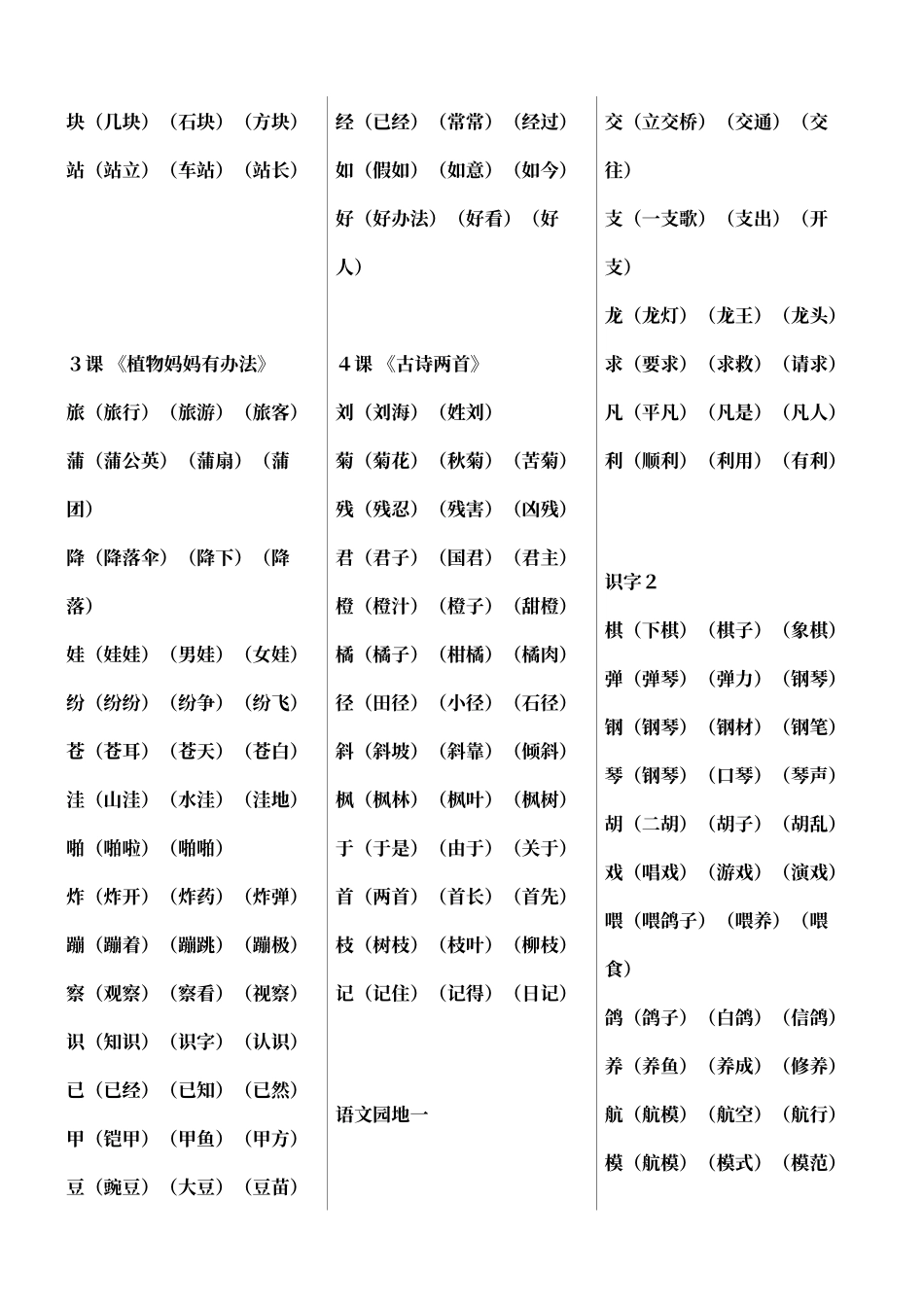 人教版语文二年级上册生字扩词_第2页