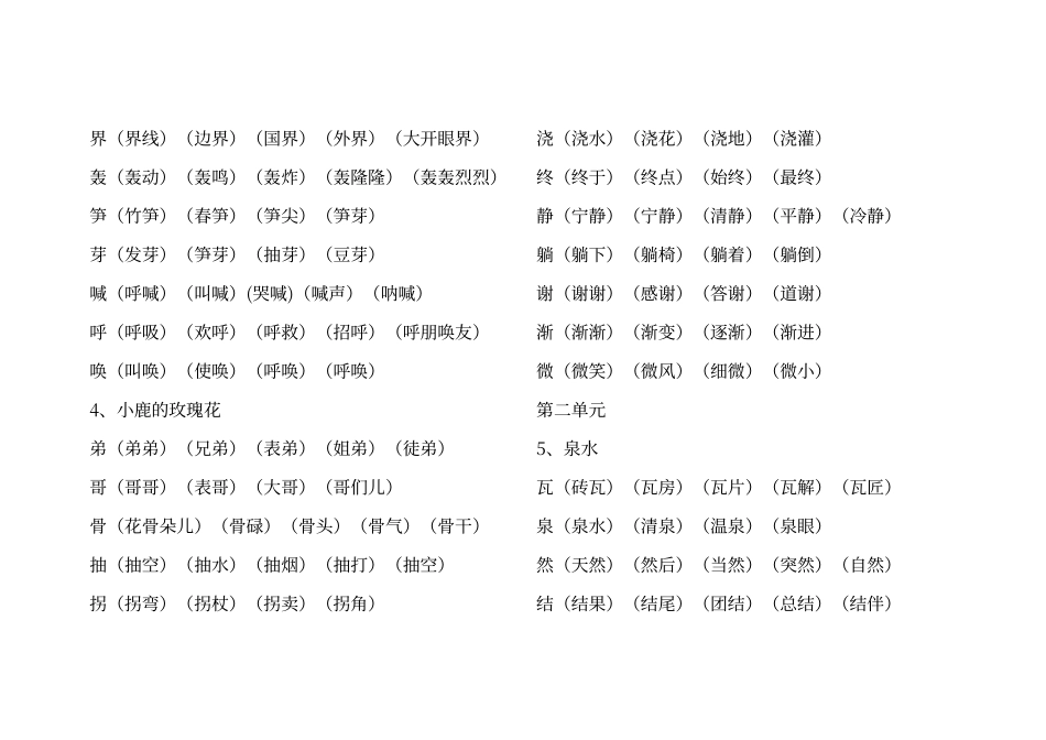 人教版语文二年级下册生字组词(全)_第2页